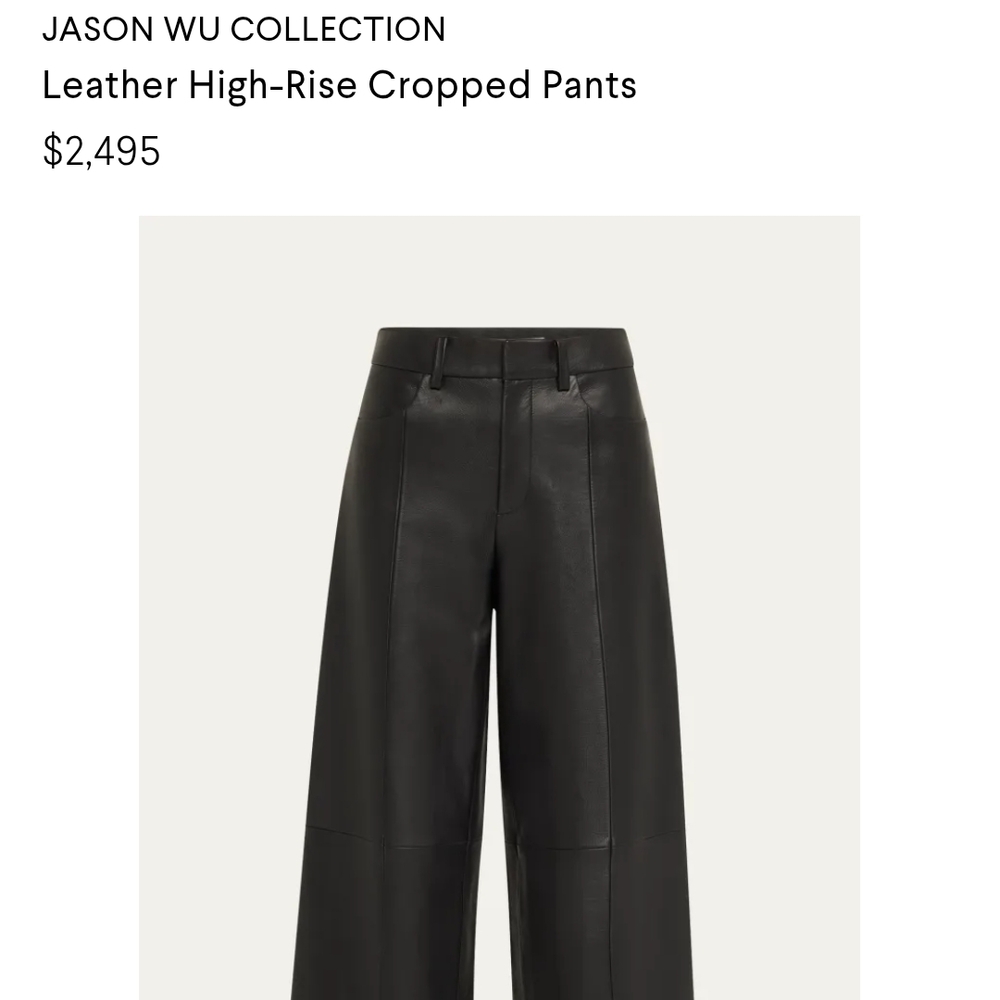Jason Wu Black Leather High-Rise Cropped Pants
